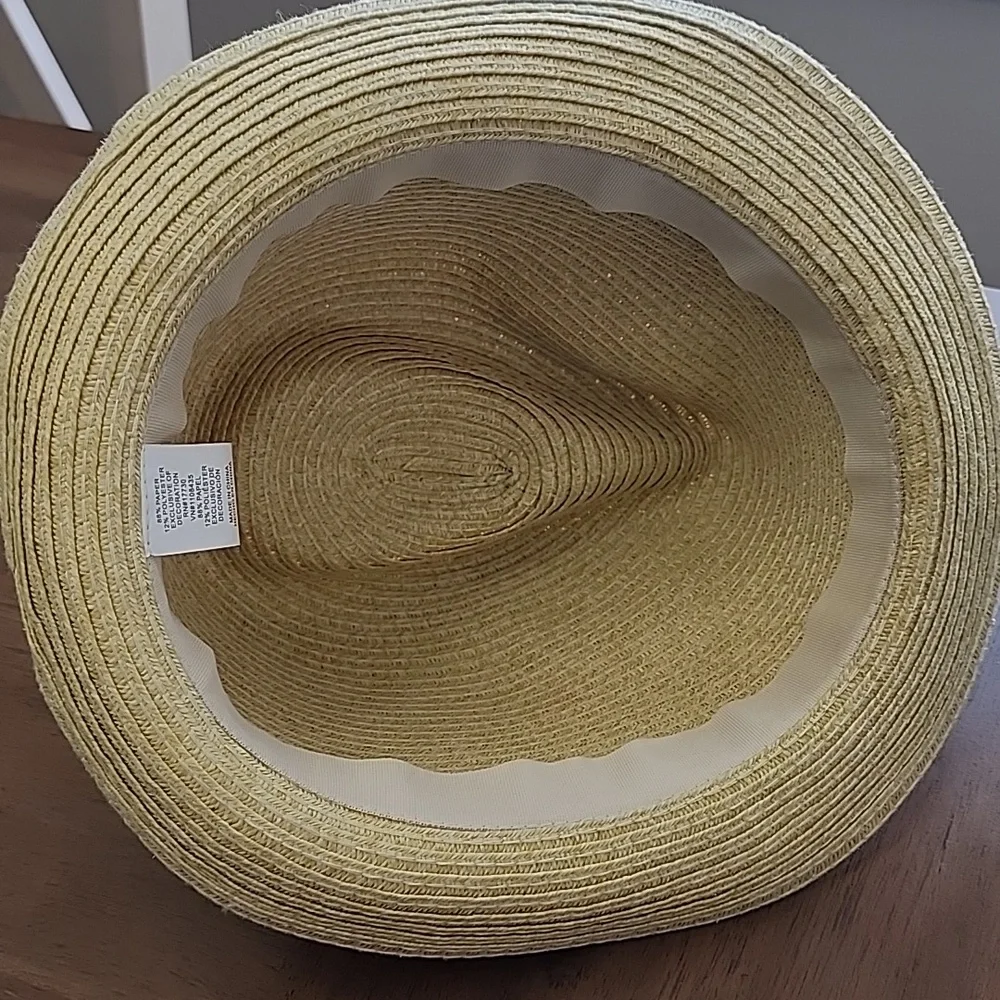 Straw Fedora Hat with Black Band - Picture 3 of 3